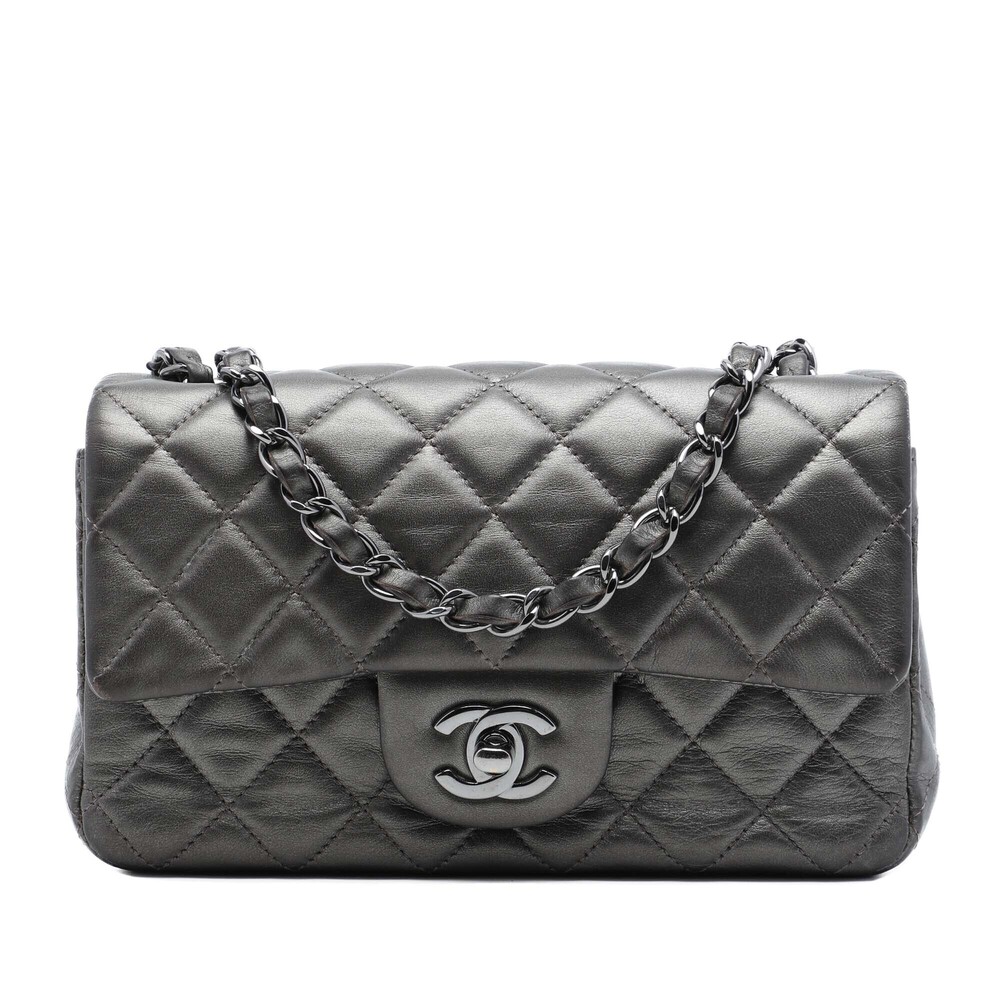 Pre-Loved Chanel Mini Rectangular Classic Metallic Lambskin Single Flap